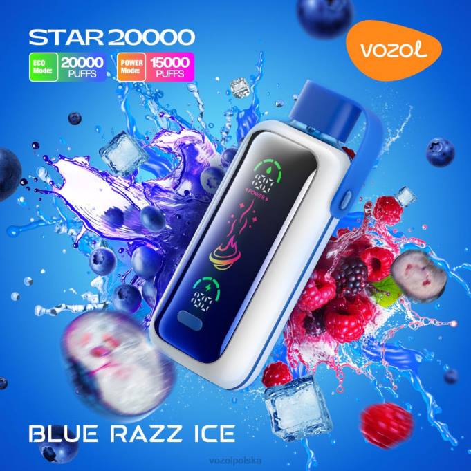 Vozol Vape niebieski razz lód PDDV4 VOZOL STAR 20000