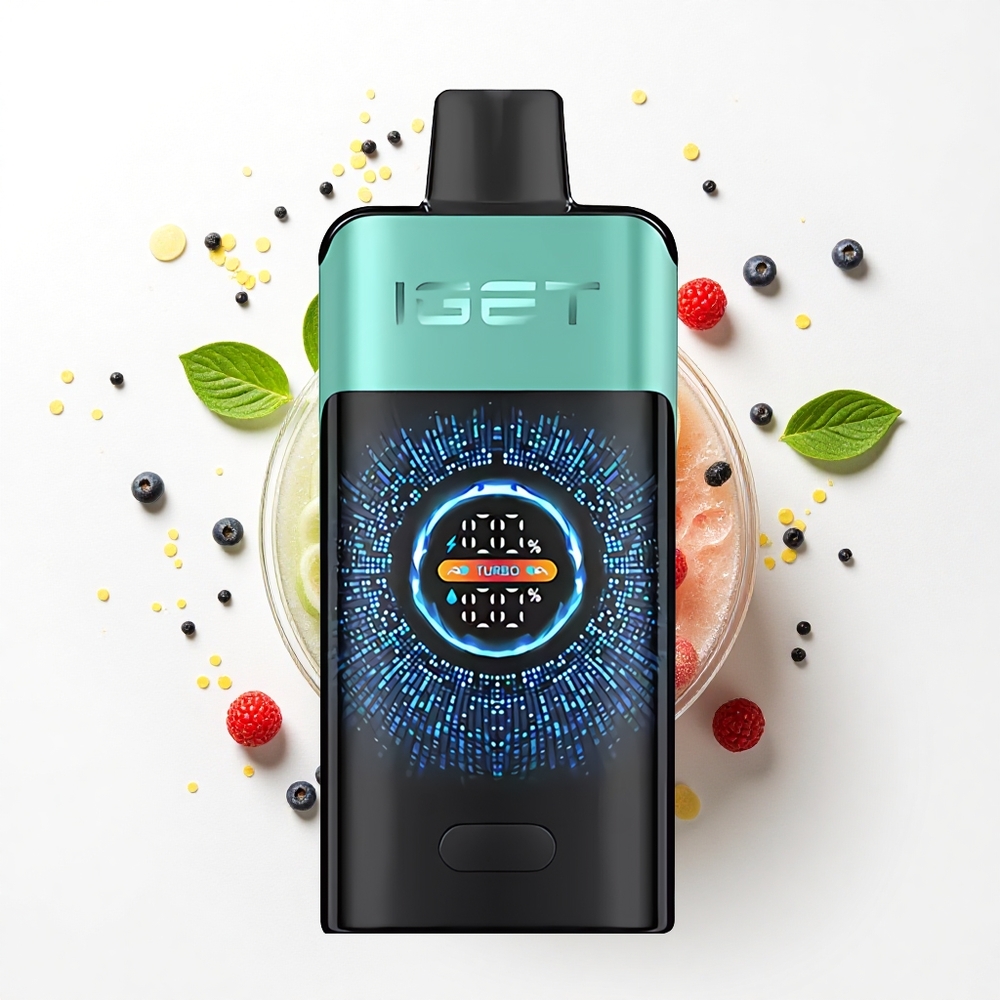 IGET ONE 12000 Puffs Górska Wiosenna Mięta Lód z Dużym Zakrzywionym Kolorowym Ekranem i 2700 mAh