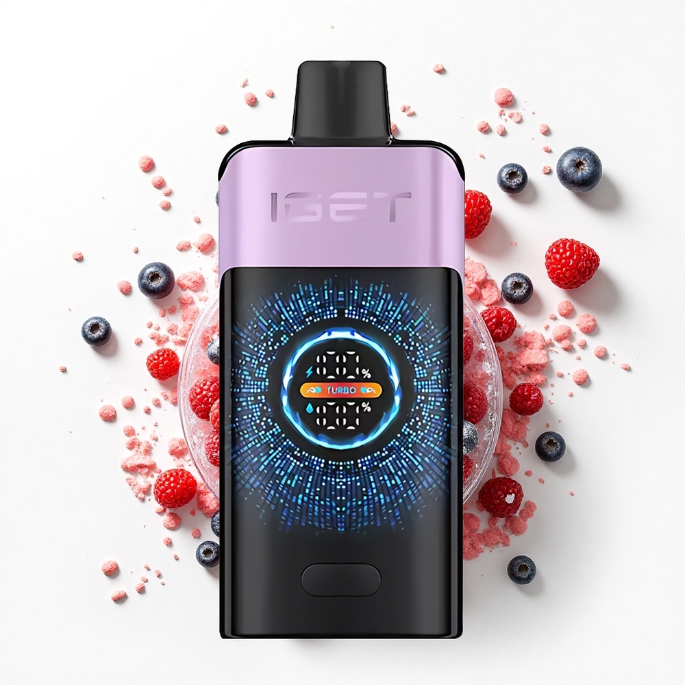 IGET ONE 12000 Puffs Lodowe Owoce Leśne z Dużym Zakrzywionym Kolorowym Ekranem i Baterią 2700 mAh