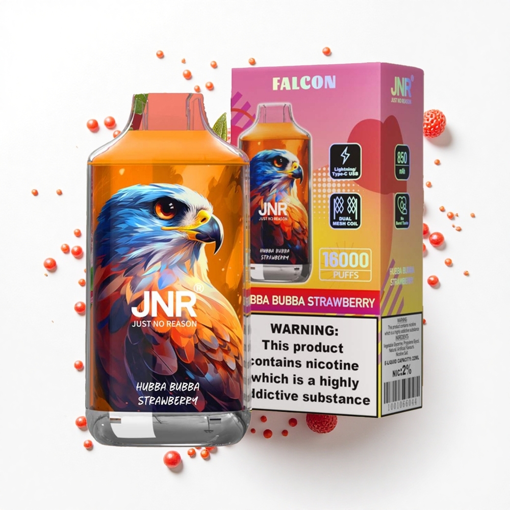 JNR Falcon 16000 Bąbelkowy Dual Mesh 22ml LED Strawberry