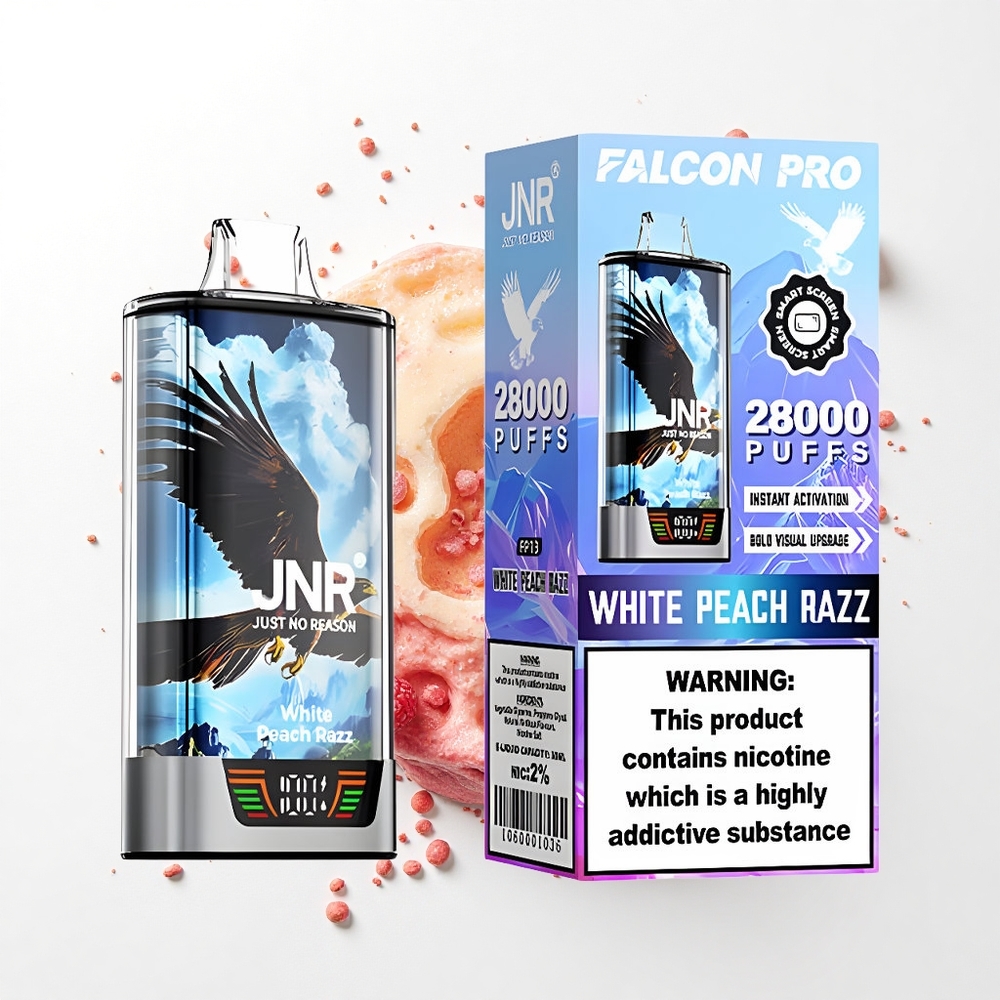 JNR Falcon Pro 28000 Biała Brzoskwinia Razz 30ml Dual Mesh