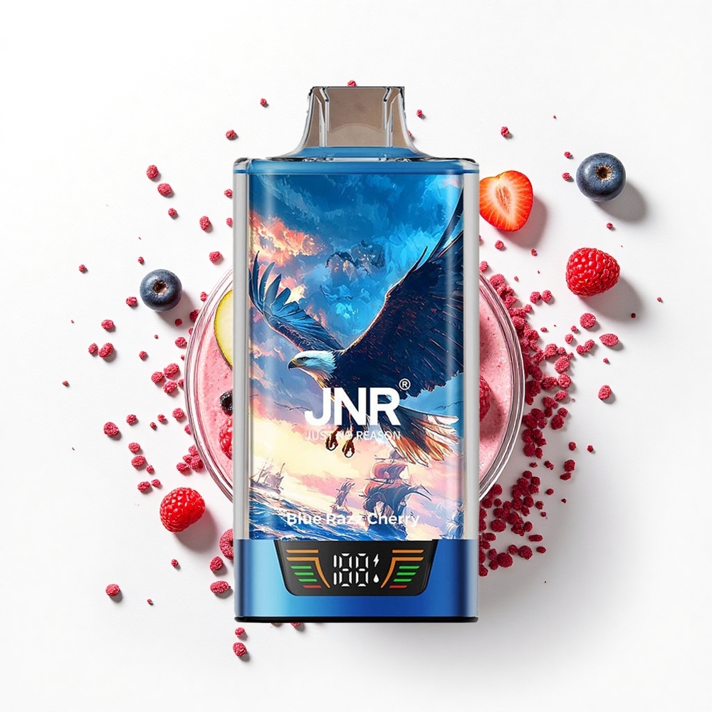 JNR Falcon Pro 28000 Niebieska Wiśnia Malina z Podwójną Siatką i Wyświetlaczem