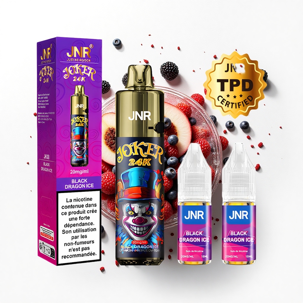 JNR Joker 24K Czarny Smok Lód z Widocznym Poziomem Płynu i Ładowaniem Type-C
