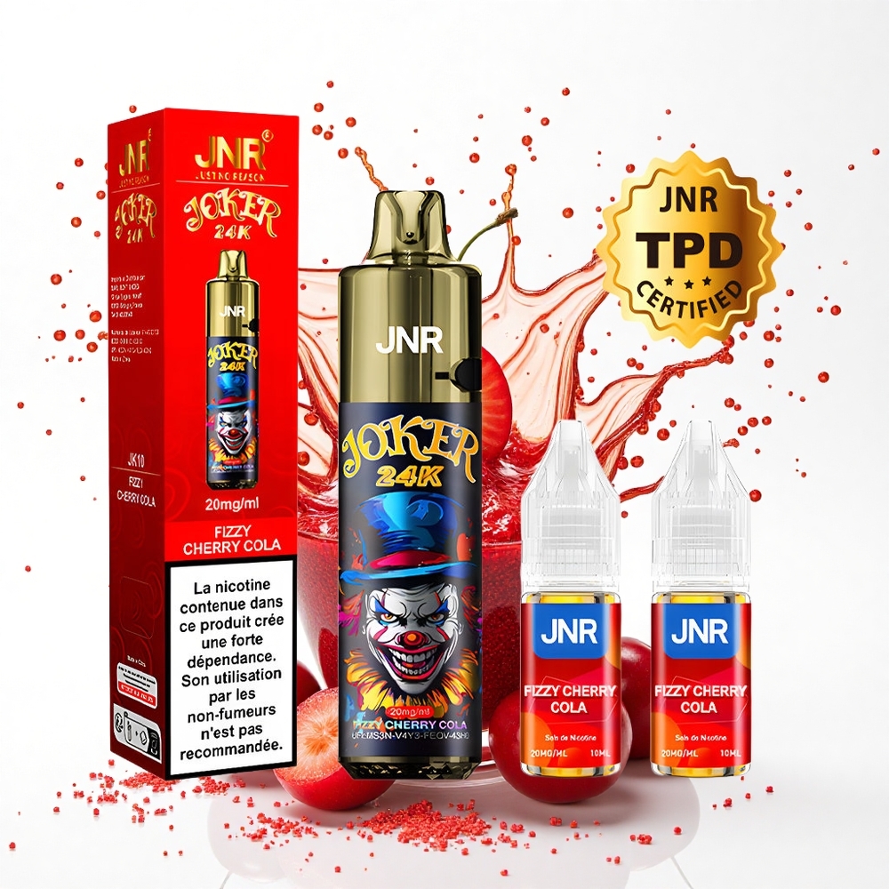 JNR Joker 24K Gazowana Wiśniowa Cola z Widocznym Poziomem Płynu i Ładowaniem Type-C