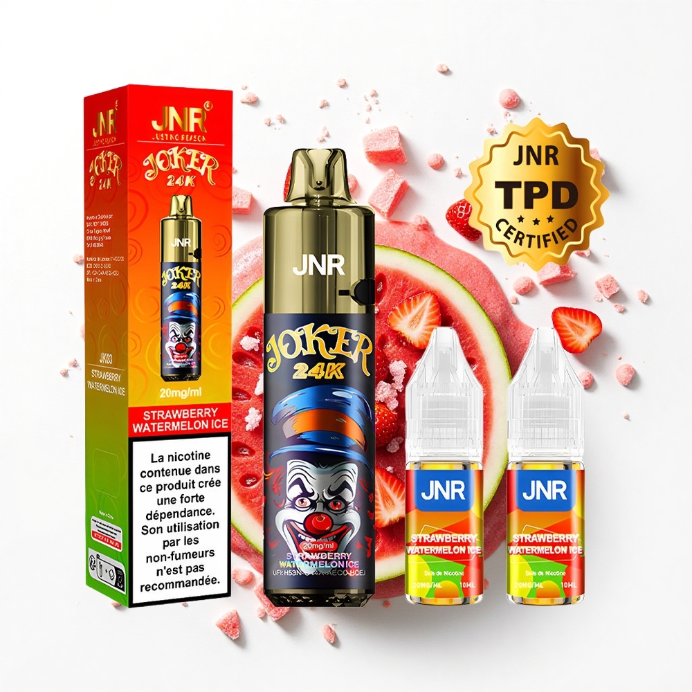 JNR Joker 24K Truskawkowo-Arbuzowy Lód z Widocznym Poziomem Płynu i Ładowaniem Type-C