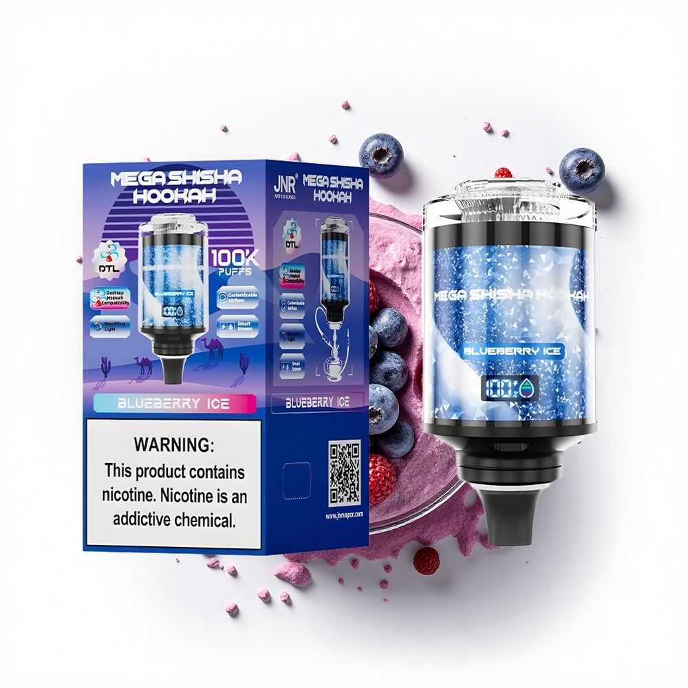 JNR Mega Shisha Hookah 100K Borówkowy Lód z Ekranem i Powietrzem