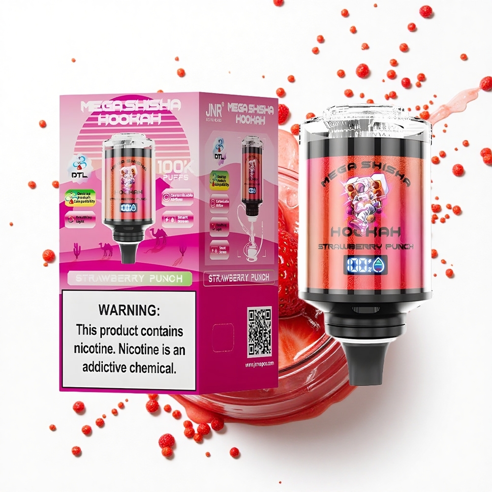 JNR Mega Shisha Hookah 100K Truskawkowy Mocny Smak z 2200mAh i 60ml Pojemnością