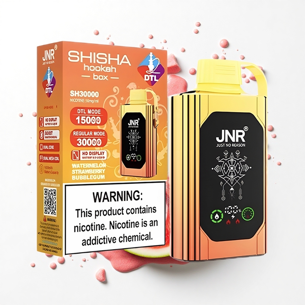 JNR Shisha Hookah Box 20500 Arbuzowo-Truskawkowa Guma Balonowa z Podwójnym Mesh Coil i Szybkim Ładowaniem Type-C
