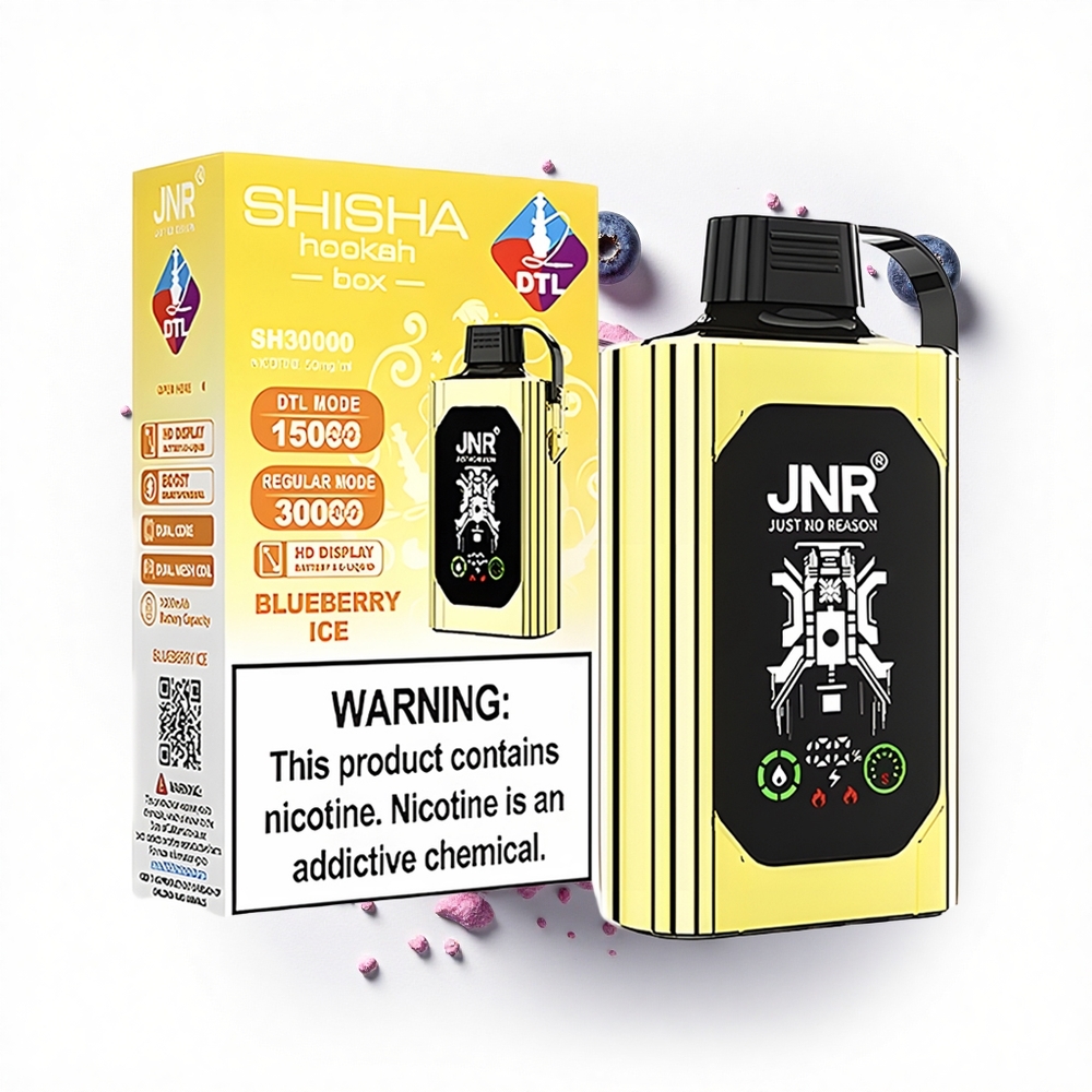 JNR Shisha Hookah Box 20500 Lodowy Borówka z Podwójnym Rdzeniem i Szybkim Ładowaniem