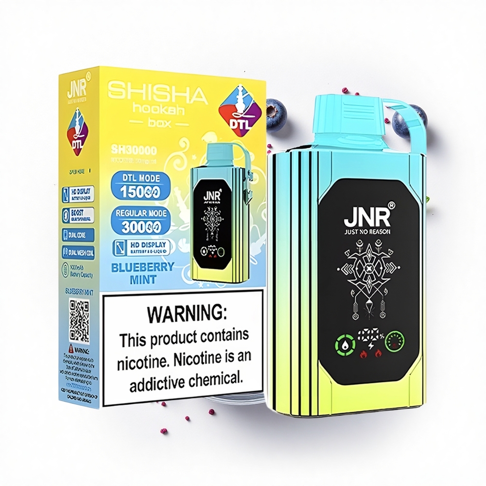 JNR Shisha Hookah Box 20500 Miętowa Jagoda z Podwójną Siatką i Szybkim Ładowaniem