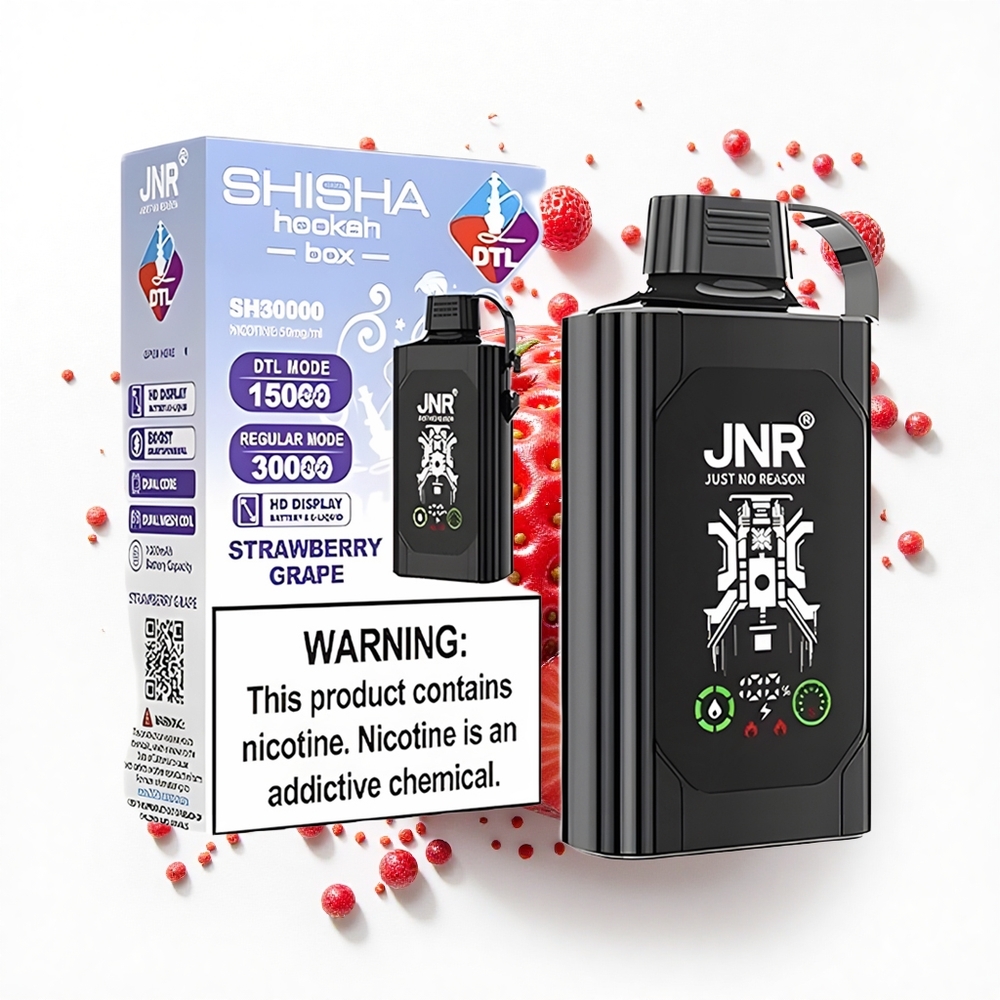 JNR Shisha Hookah Box 20500 Truskawkowo-Winogronowy Dual Mesh Coil HD Display