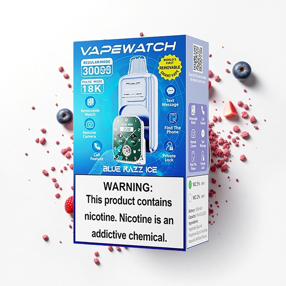 JNR VapeWatch 30000 Lód Malinowy z Podwójną Siatką i Szybkim Ładowaniem