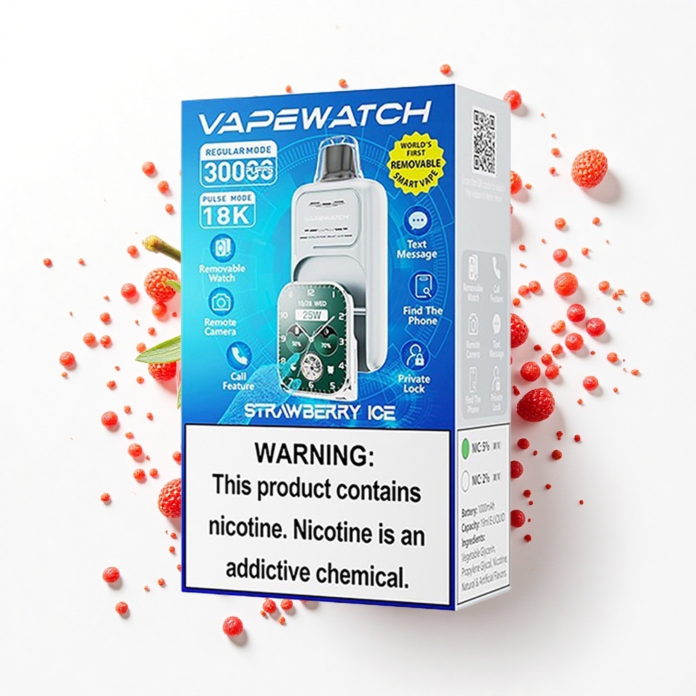 JNR VapeWatch 30000 Truskawkowa Mroźna z Podwójną Siatką i Szybkim Ładowaniem