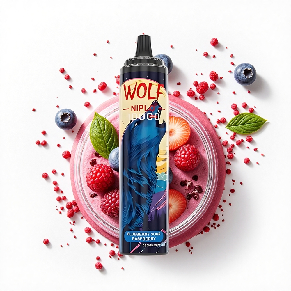 JNR Wolf Niplo 10000 Malinowa Kwaśna Borówka 10000 Puffs 1.0 Ohm Mesh 20ml