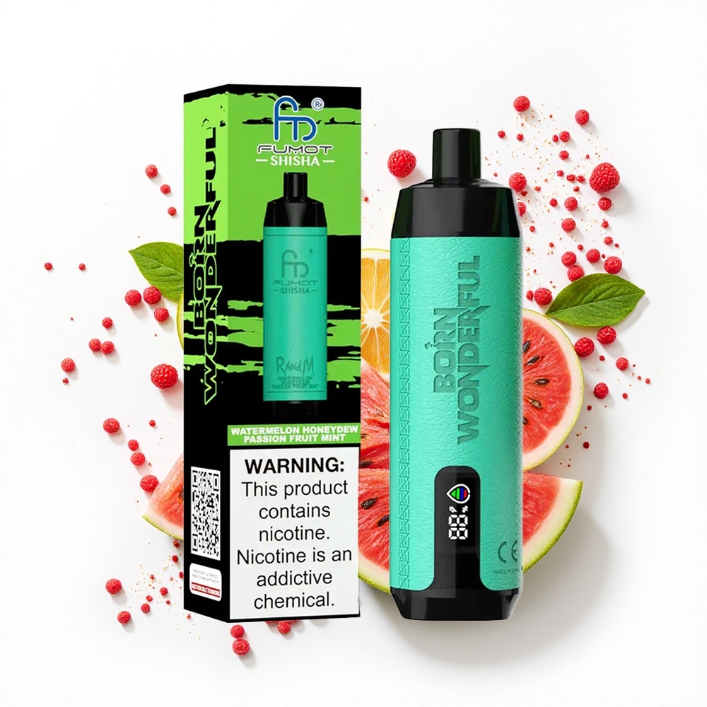 RandM Fumot Shisha 10000 Puffs Arbuzowy Melon Mięta z Pasją z Wskaźnikiem LED i Typem-C
