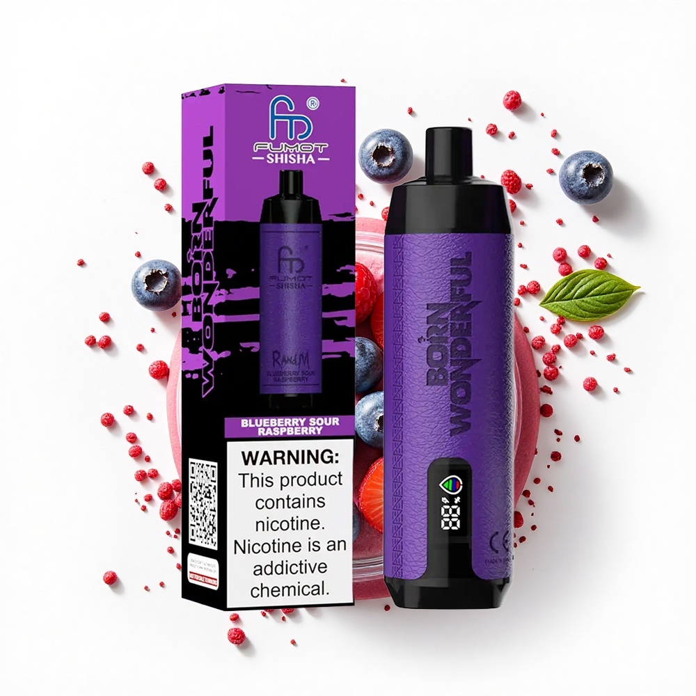 RandM Fumot Shisha 10000 Puffs Borówkowa Kwaśna Malina z 18ml i LED