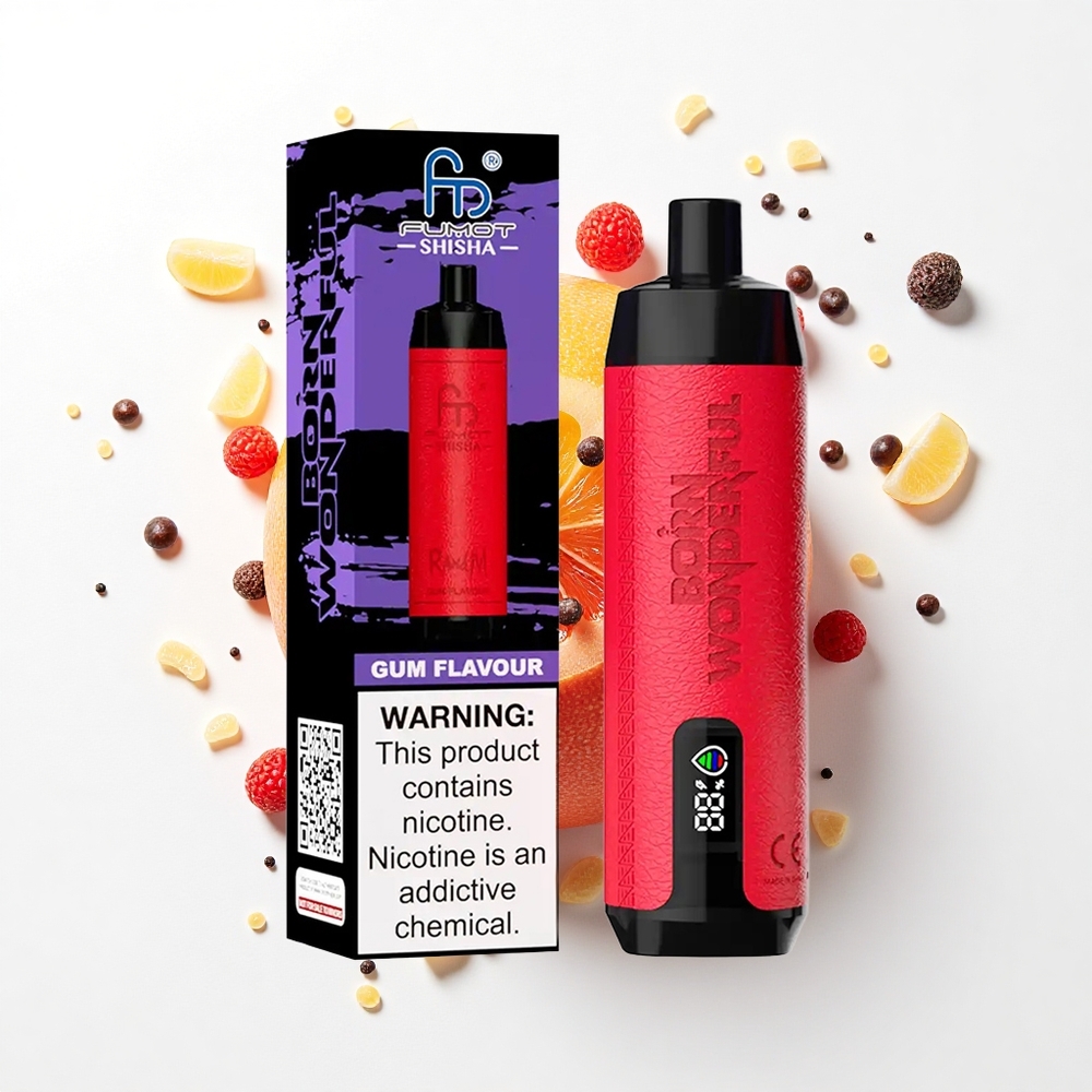 RandM Fumot Shisha 10000 Puffs Gumowy Smak z Wskaźnikiem LED i Baterią 850 mAh