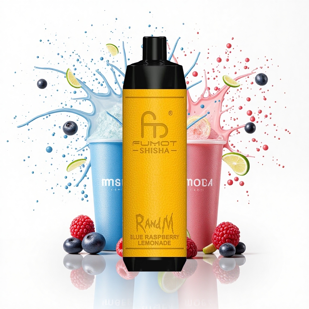 RandM Fumot Shisha 10000 Puffs Niebieska Lemonada Malinowa z LED i Typem-C