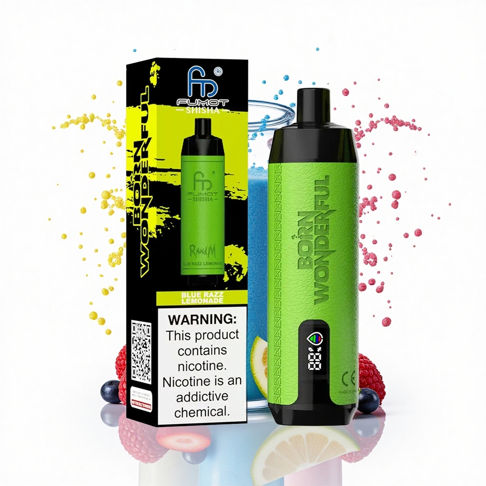 RandM Fumot Shisha 10000 Puffs Niebieska Razz Lemonada z LED i Typem-C