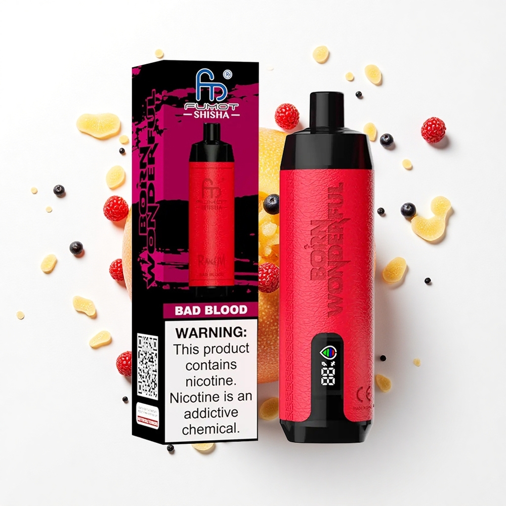 RandM Fumot Shisha 10000 Puffs Zła Krew z Wskaźnikiem LED i Typem-C