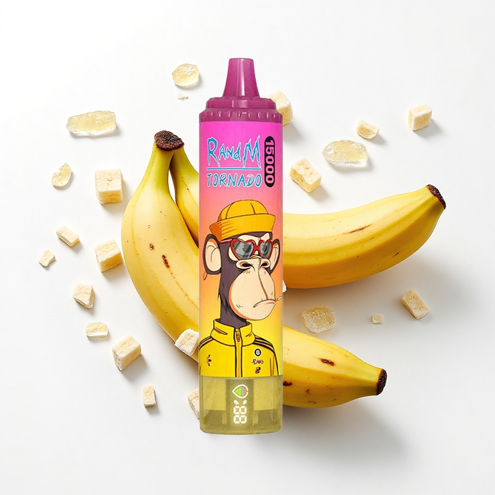 RandM Fumot Tornado 15000 Puffs Banana Lód z Wyświetlaczem LCD i Typem-C
