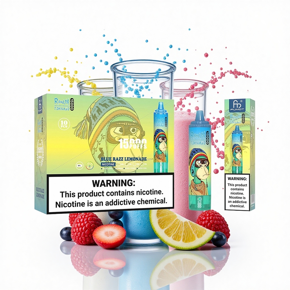 RandM Fumot Tornado 15000 Puffs Niebieska Malina Lemoniada 25ml 850mAh