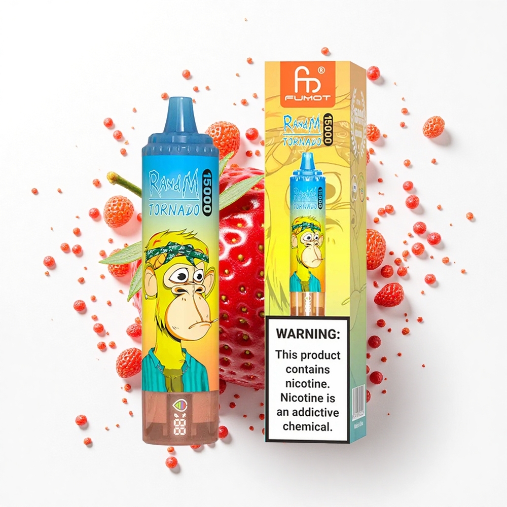 RandM Fumot Tornado 15000 Puffs Truskawkowa 25ml Mesh LCD