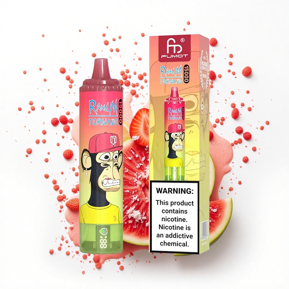 RandM Fumot Tornado 15000 Puffs Truskawkowo-Arbuzowa Lemonada z 25ml Pojemności i Typem-C Ładowania