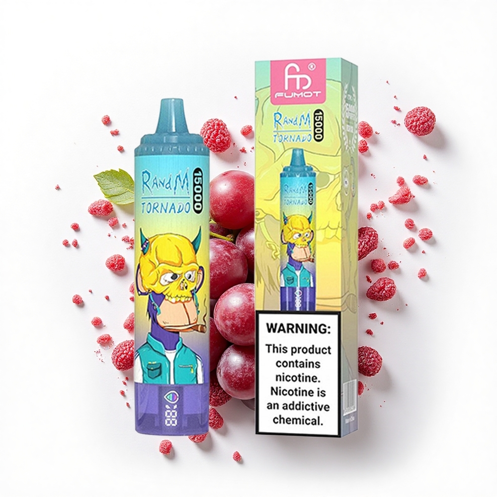 RandM Fumot Tornado 15000 Puffs Winogronowy Lód 25ml Mesh LCD