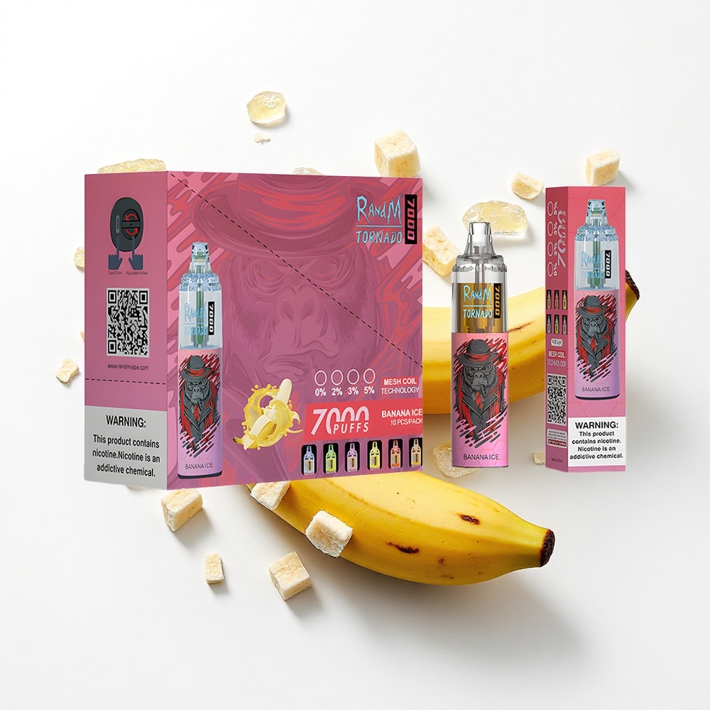 RandM Fumot Tornado 7000 Puffs Banana Lód z 14 ML i Typem-C