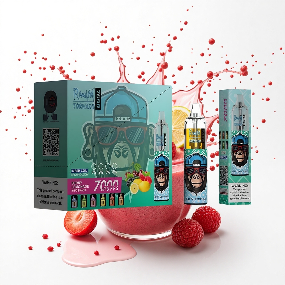 RandM Fumot Tornado 7000 Puffs Berry Lemonade z 14 ML i Mesh Coil