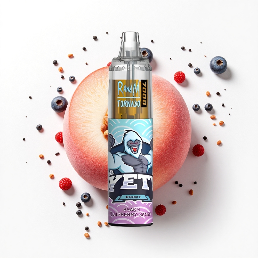 RandM Fumot Tornado 7000 Puffs Brzoskwiniowo-Jagodowy Cukier z Typem-C i Światłem RGB