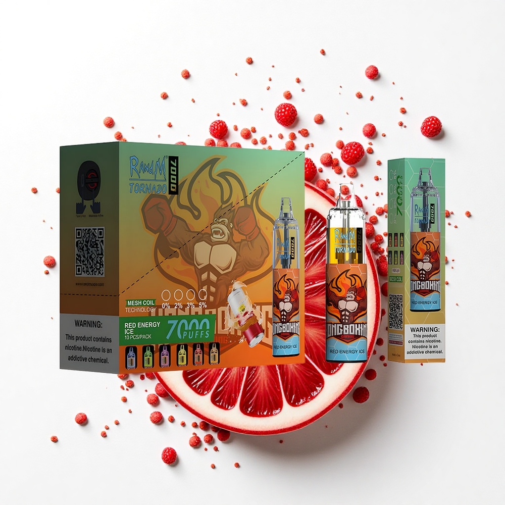 RandM Fumot Tornado 7000 Puffs Czerwona Energia Lodu 14ML Typ-C RGB