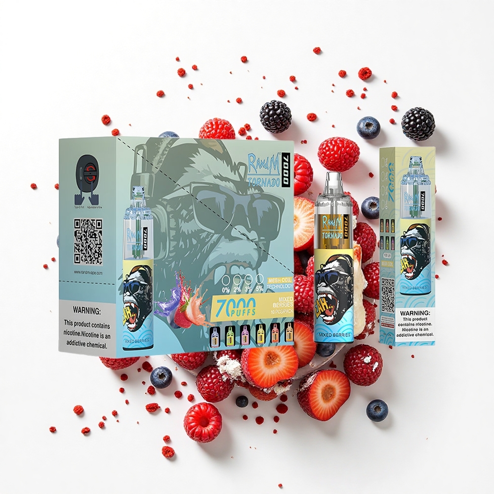 RandM Fumot Tornado 7000 Puffs Mieszane Jagody z 14 ML Płynu i RGB Światłem