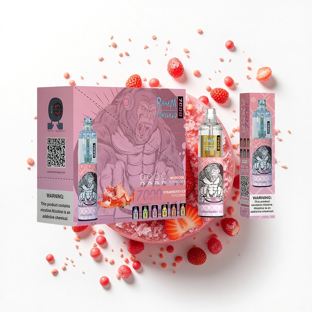 RandM Fumot Tornado 7000 Puffs Truskawkowa Mgła 14 ML Typ-C RGB