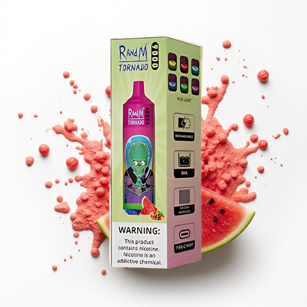 RandM Fumot Tornado 9000 Puffs Arbuzy Bańka Gumowa z 54 Smakami i Wyświetlaczem RGB