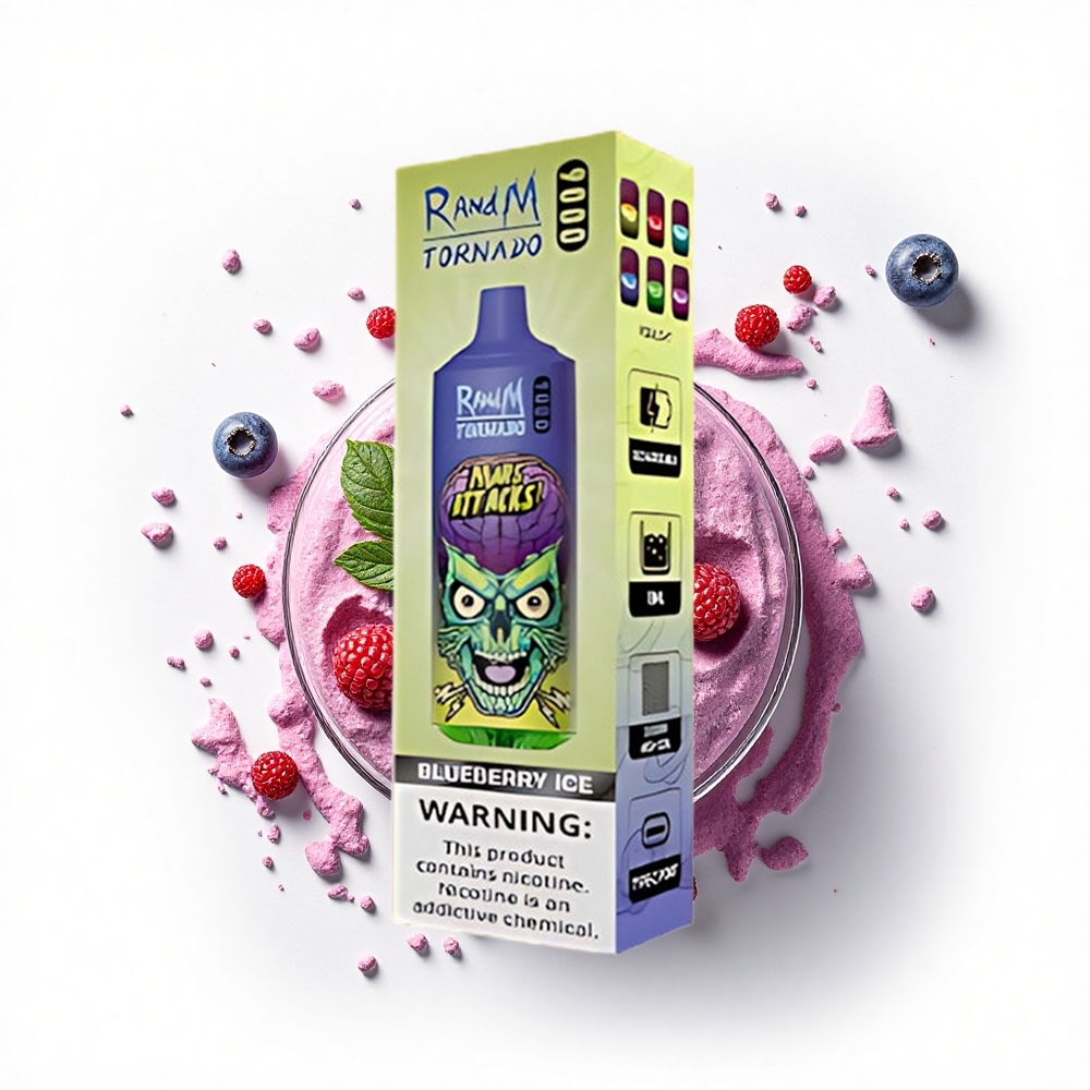 RandM Fumot Tornado 9000 Puffs Borówkowy Lód z Miękką Siatką i RGB Wyświetlaczem