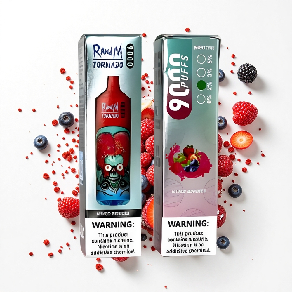 RandM Fumot Tornado 9000 Puffs Tornado 9000 Mieszane Jagody z Wyświetlaczem RGB i Pojemnością 18 mL