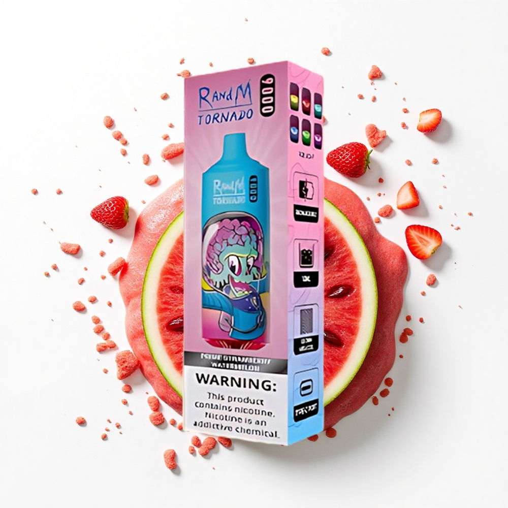 RandM Fumot Tornado 9000 Puffs Truskawkowy Arbuz z Mocą 850 mAh i 18 mL Płynu