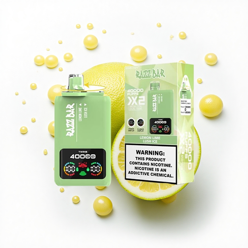 Razz Bar 40000 Puffs Cytrynowo-Limonkowy Lód z Ekranem Mocy i Podwójną Siatką