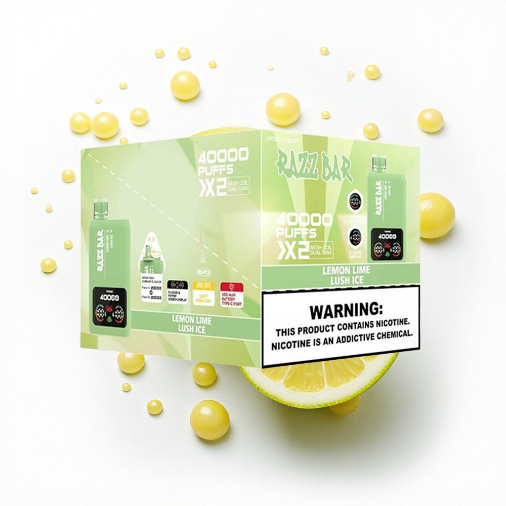 Razz Bar 40000 Puffs Cytrynowo-Limonkowy Lód z Ekranem Mocy i Podwójną Siatką