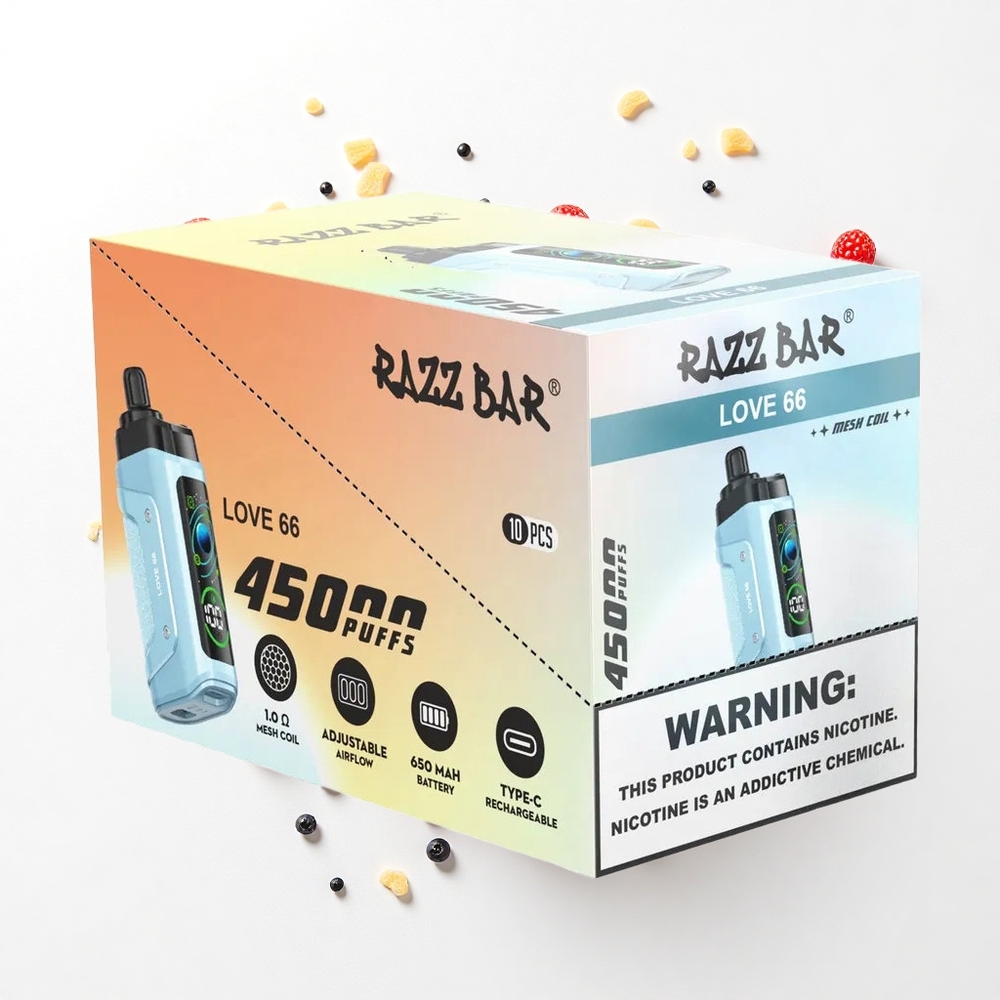 Razz Bar 45000 Puffs Miłość 66 Mesh 20 mg Typ-C