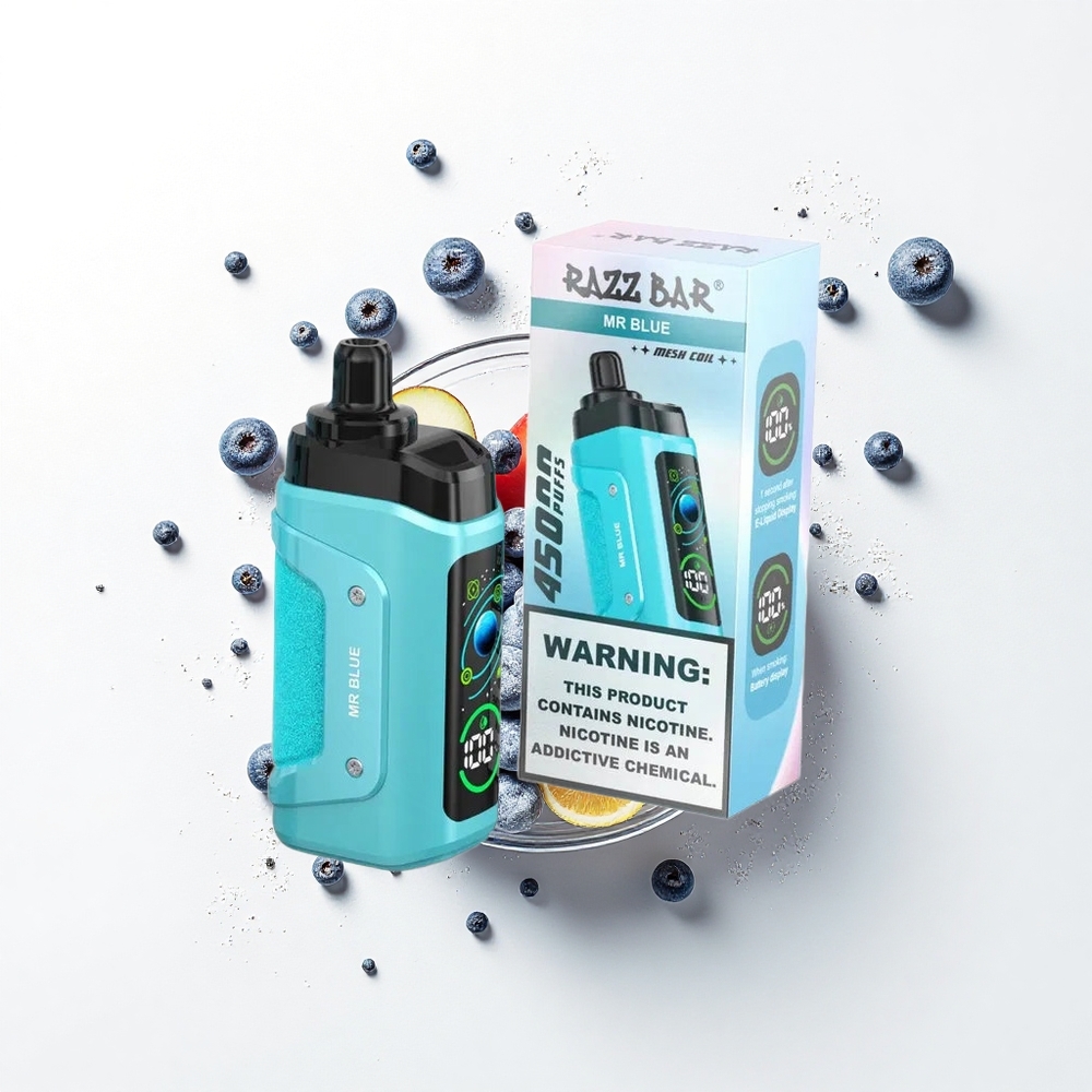 Razz Bar 45000 Puffs Pani Niebieska z Siatkową Cewką i Regulacją Powietrza