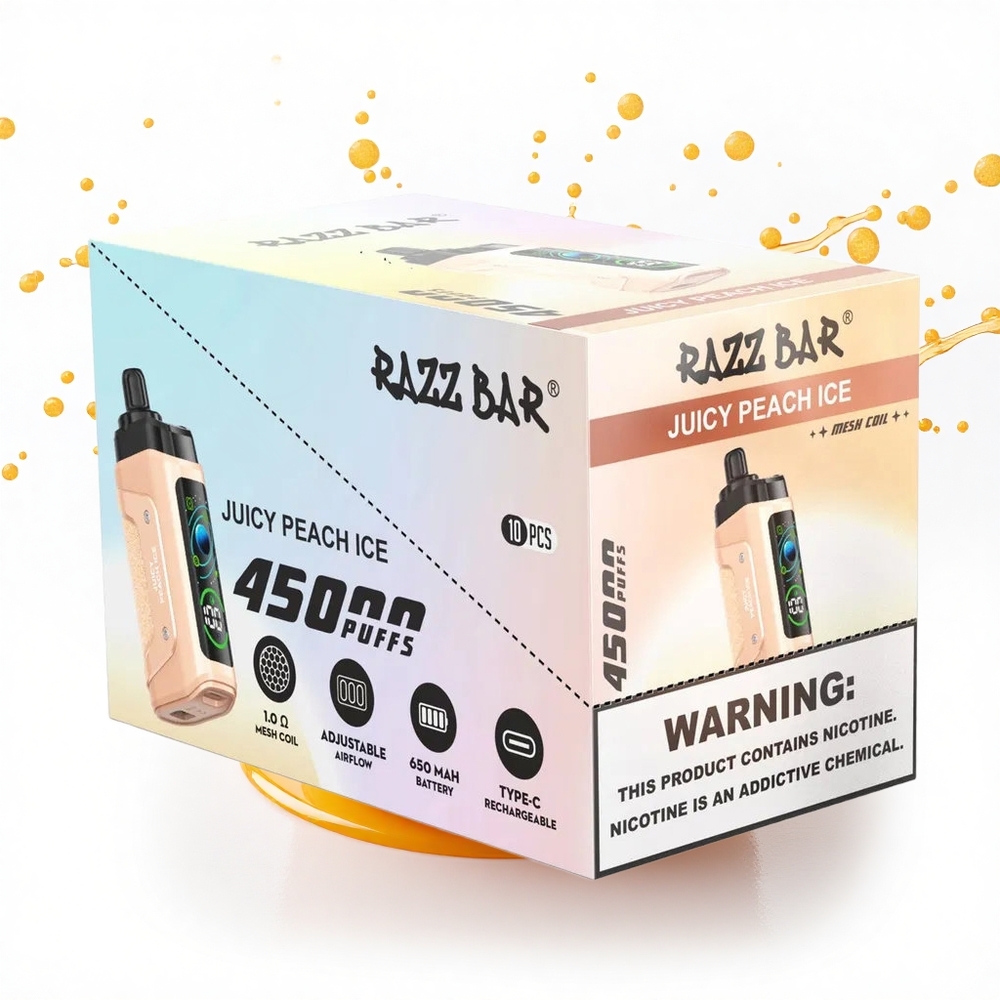 Razz Bar 45000 Puffs Soczysta Brzoskwinia Lód z Siatkową Cewką i Regulacją Powietrza