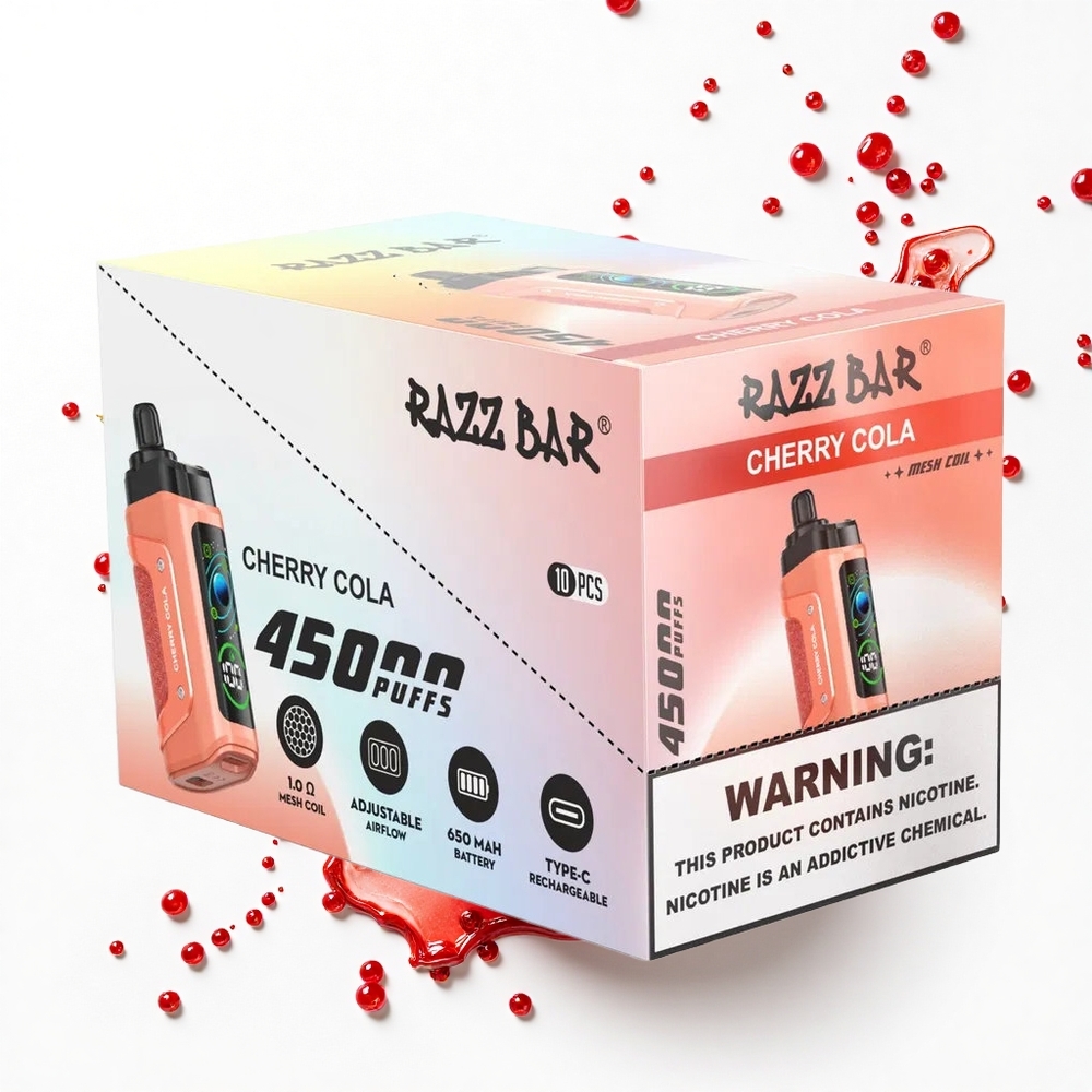 Razz Bar 45000 Puffs Wiśniowa Cola z Siatkową Cewką i Regulacją Powietrza