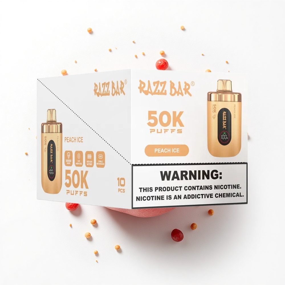 Razz Bar 50K Puffs Brzoskwinkowy Lód z Mieszaną Cewką i Typem-C