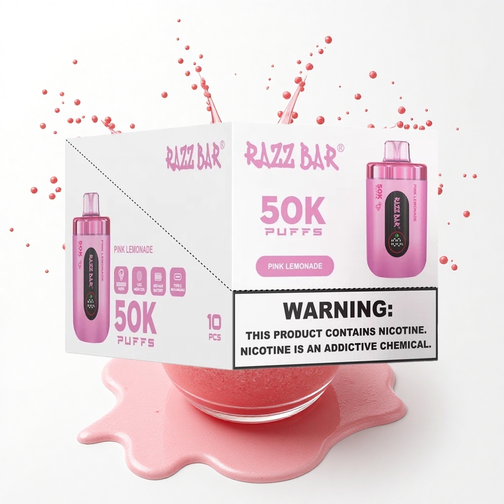 Razz Bar 50K Puffs Cytrynowo-Malinowa Lemoniada z Akumulatorem 650 mAh i Zawartością Nikotyny 2%