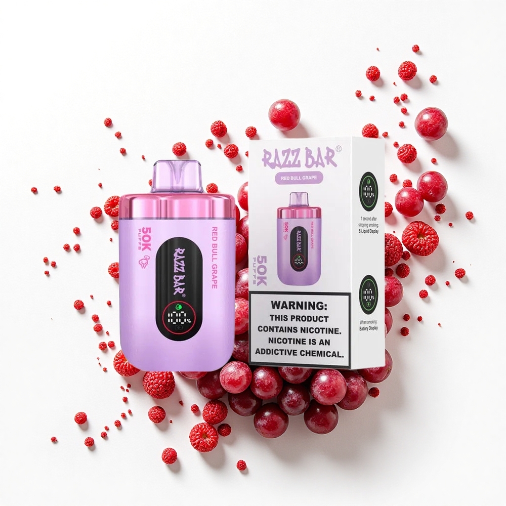 Razz Bar 50K Puffs Czerwony Byk Winogrono Mesh Typ-C 2%