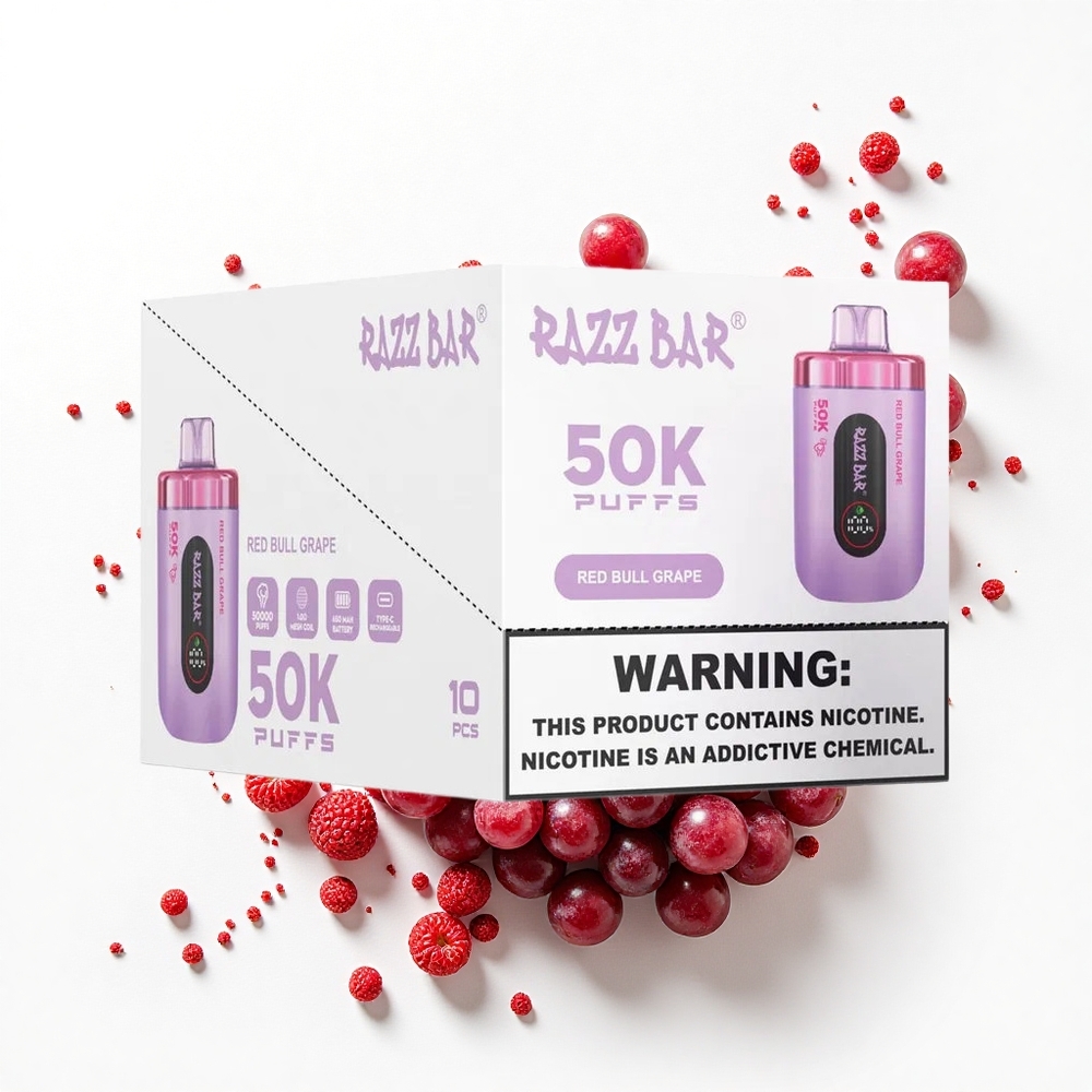 Razz Bar 50K Puffs Czerwony Byk Winogrono Mesh Typ-C 2%