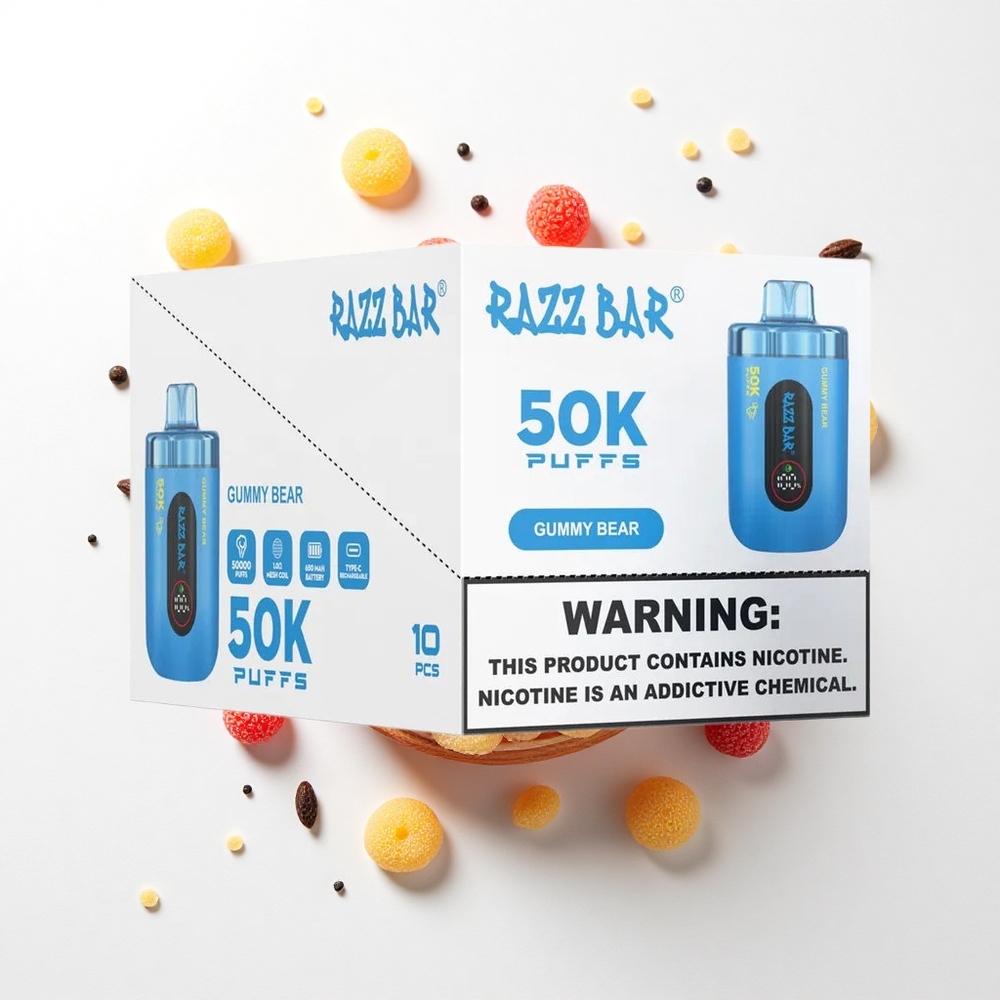 Razz Bar 50K Puffs Miś Gummy 1.0 Ohm Typ-C